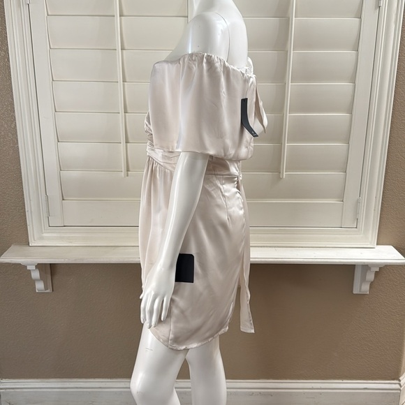 Lulus Always Celebrating Ivory Satin Off-the-Shoulder Mini Dress - Picture 6 of 12